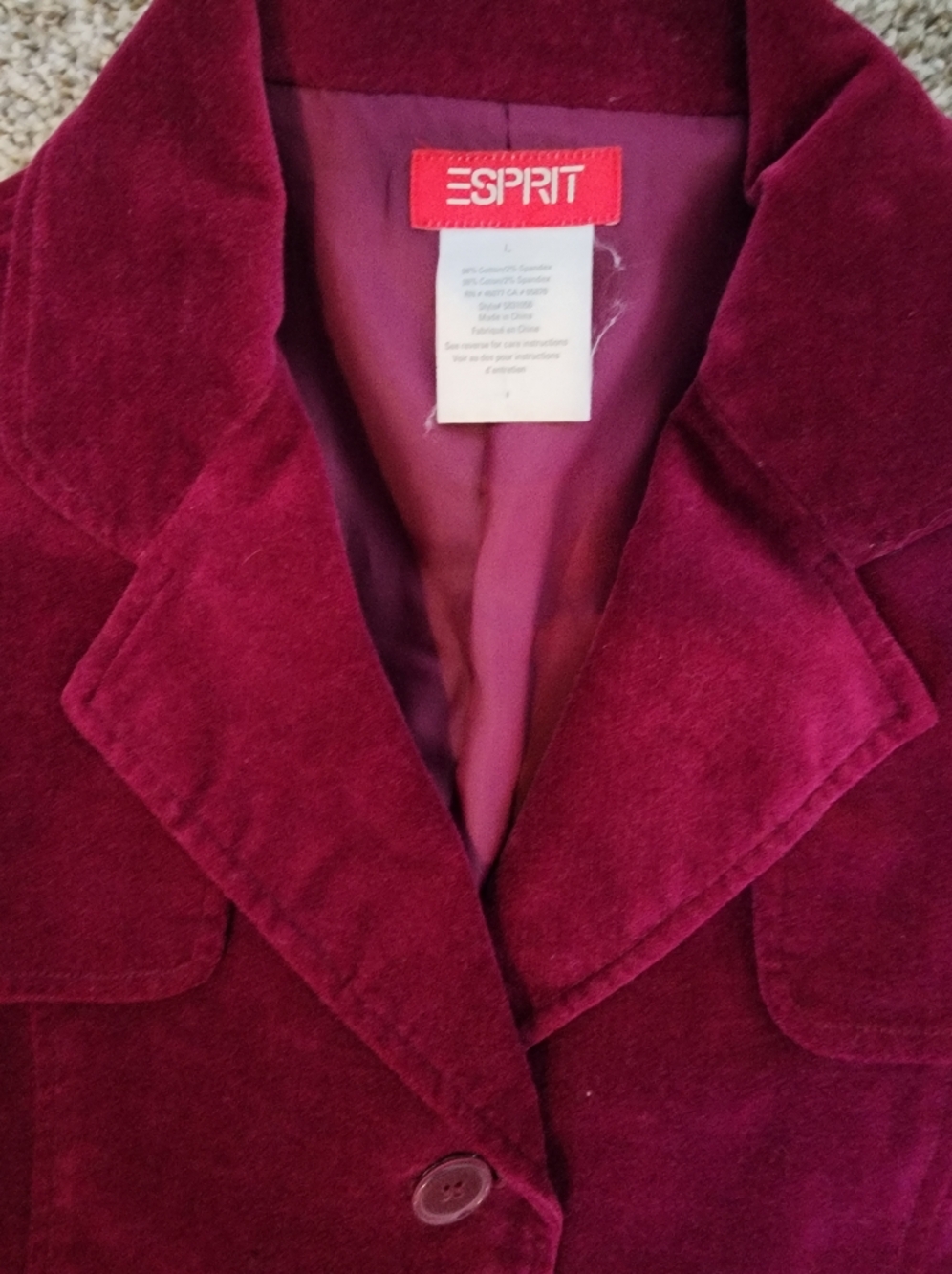 ⚡️ESPRIT VTG RARE 80'sMagenta Pink Velvet Long Trench Coat Y2K INDIE SLEAZE L💘 - Picture 2 of 10